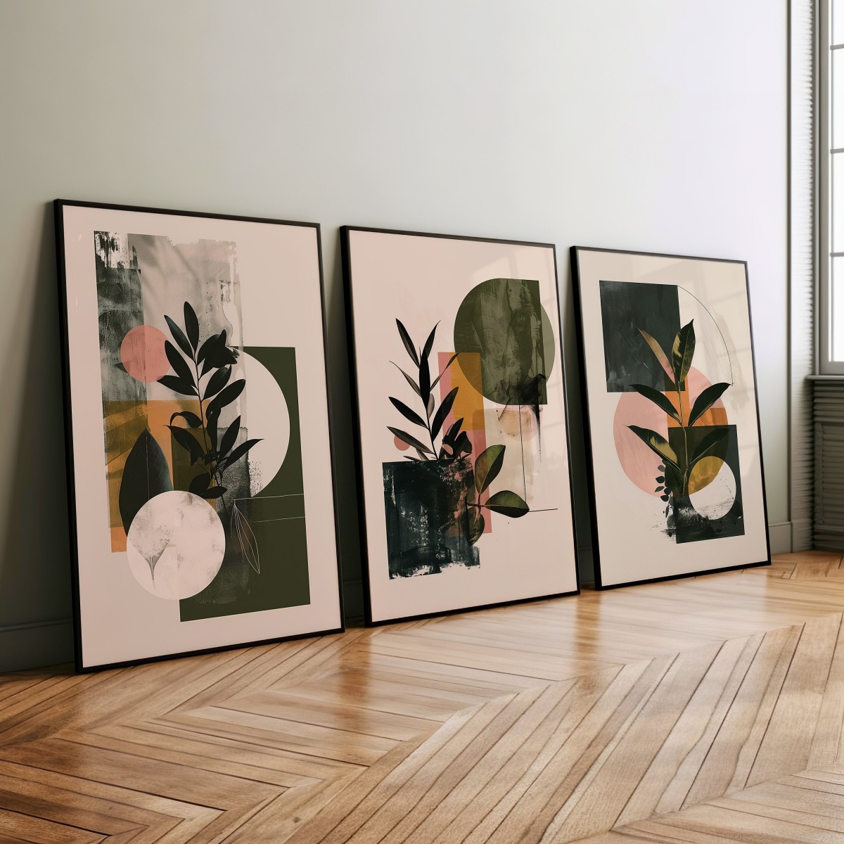 Abstract Canvas Set - 3 قطع/مجموعة لوحات قماشية بوهو هندسية