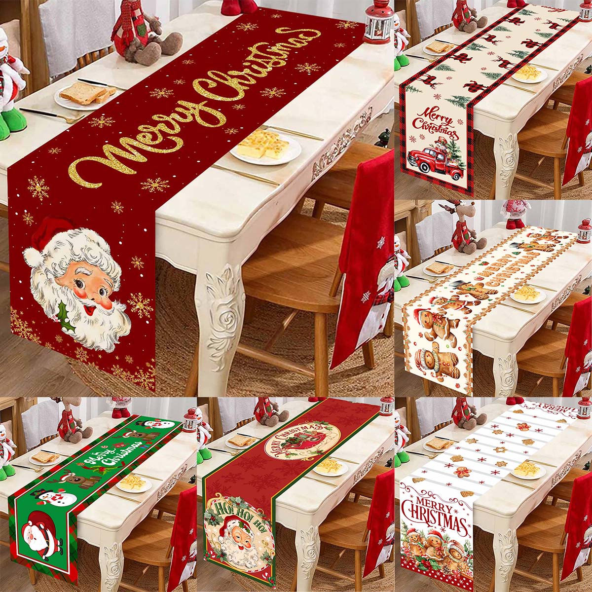 Table Runner - عيد الميلاد سانتا كلوز البوليستر الجدول