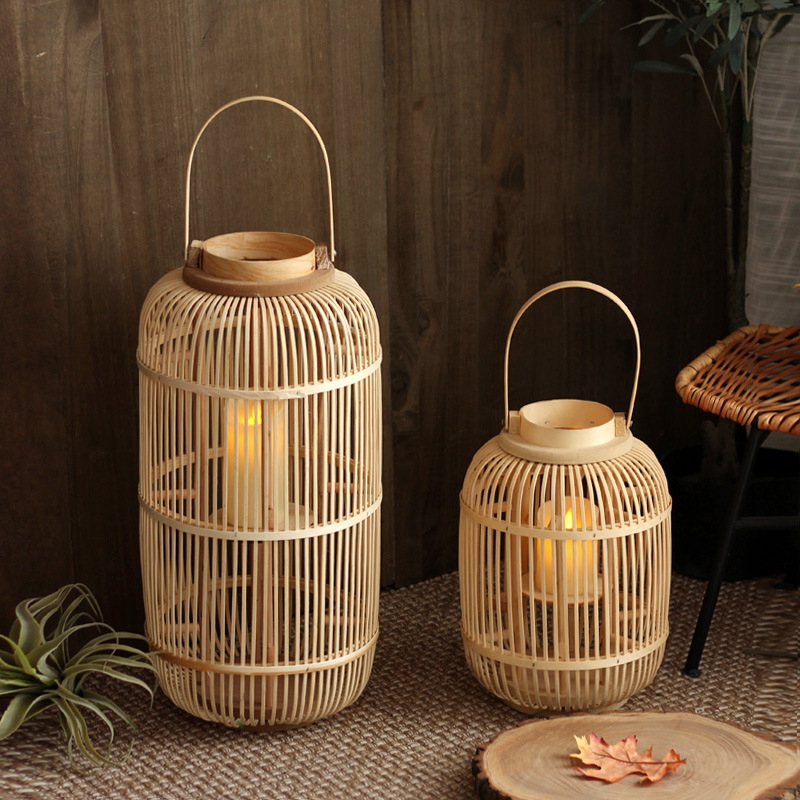 Candle Holder Decor - مصباح يدوي من الخيزران، حامل شموع