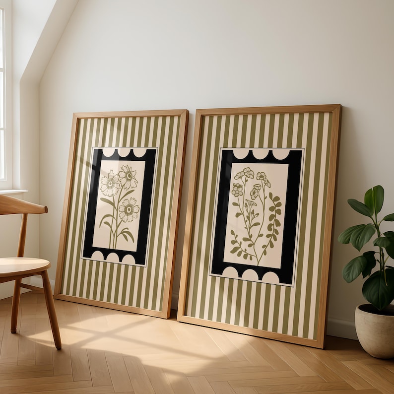 Abstract Canvas Set - 2 قطعة/المجموعة البوهيمي نمط النبات الفن