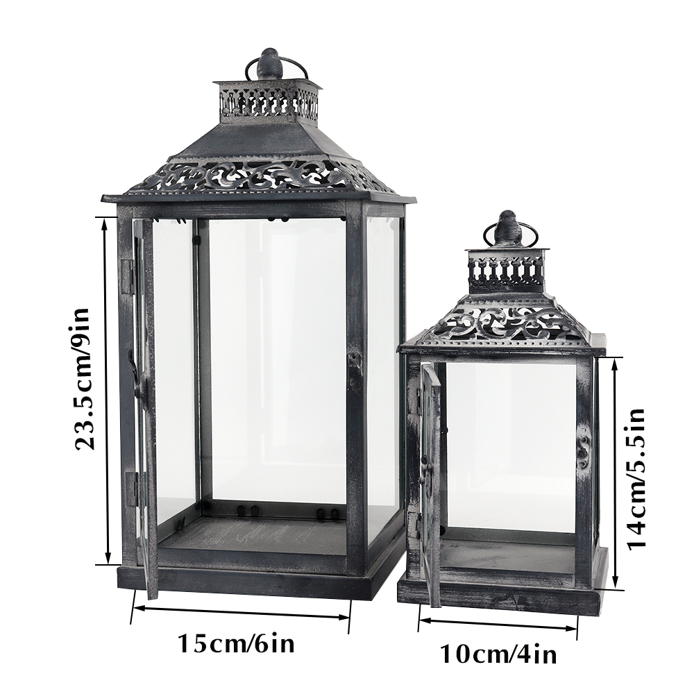 مجموعة من فانوسين معدنيين مربع - مراجعة Candle Holder Decor وسعره