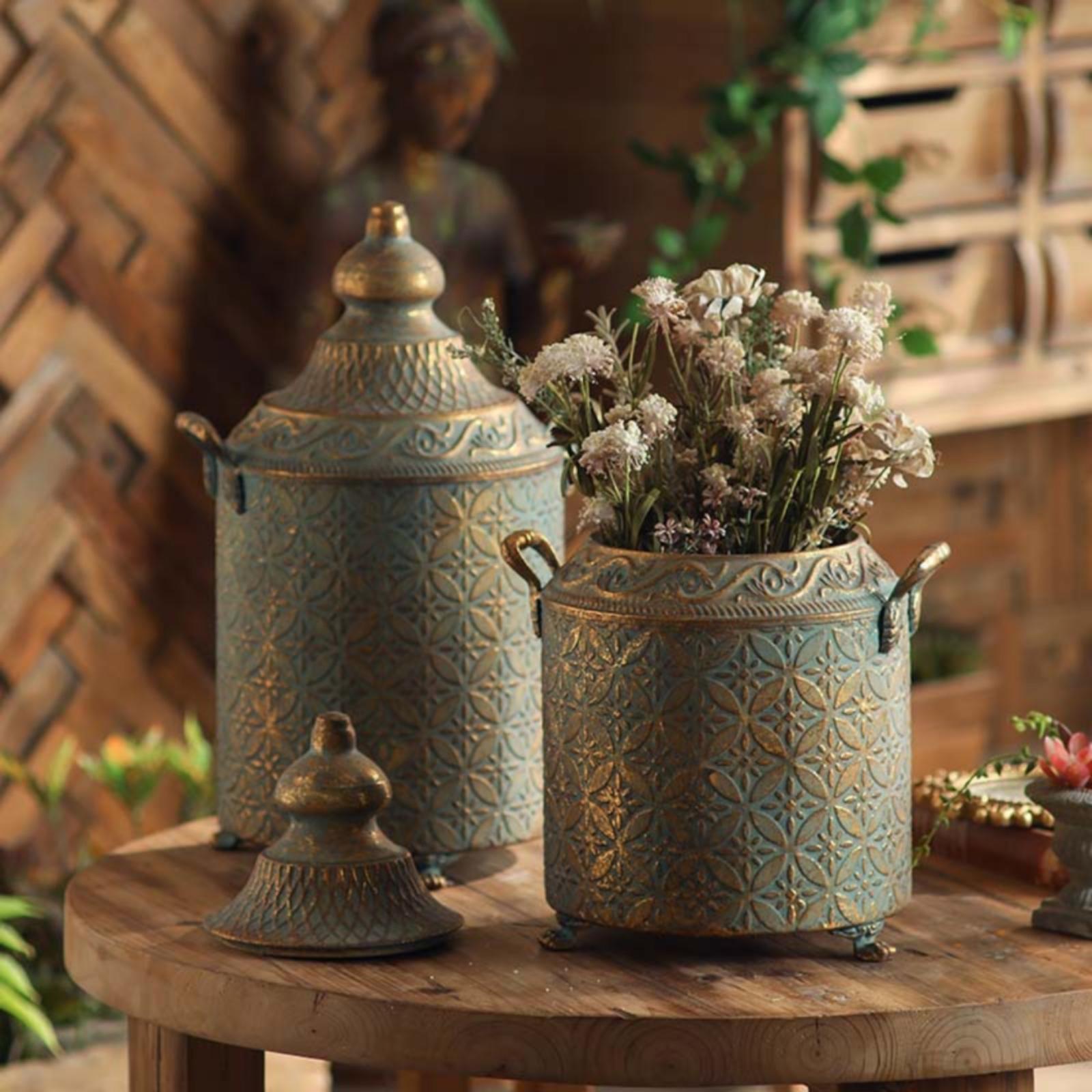 وعاء زخرفي معدني بتشطيب باتينا - مراجعة Vase Decor وسعره