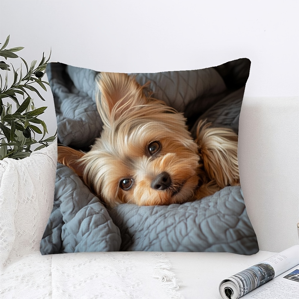 غطاء وسادة مطبوع عليه كلب يورك - مراجعة Throw Pillow وسعره
