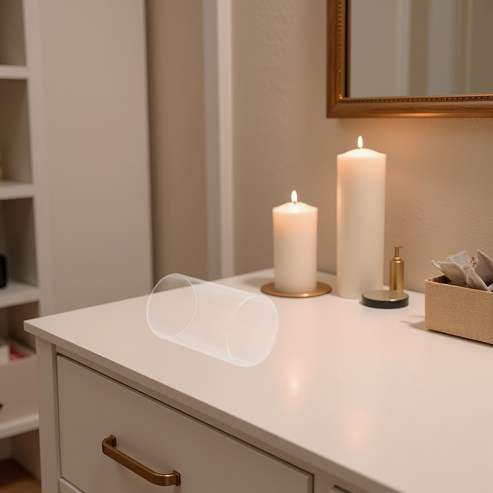 حامل شموع زجاجي أسطواني شفاف ل - مراجعة Candle Holder Decor وسعره