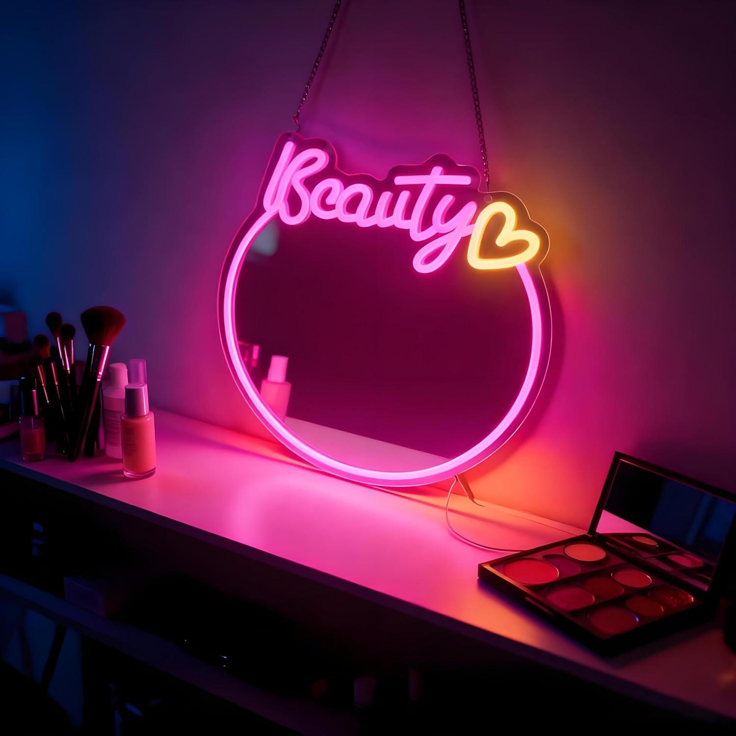 مرآة تجميل مع إضاءة نيون LED ق - مراجعة Decorative Mirror وسعره