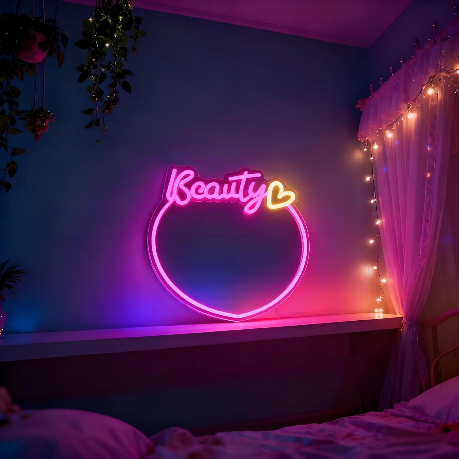 مرآة تجميل مع إضاءة نيون LED ق - مراجعة Decorative Mirror وسعره