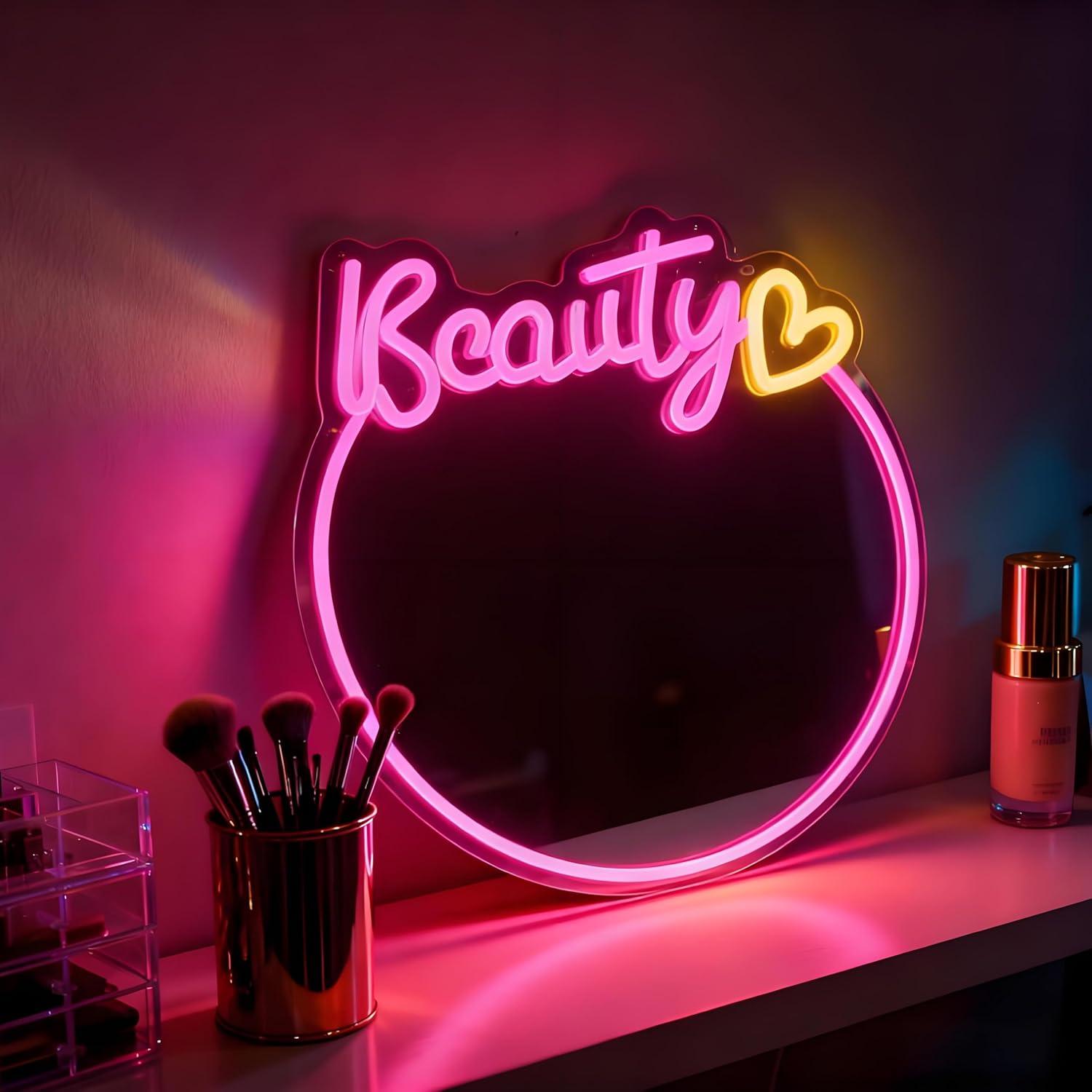 مرآة تجميل مع إضاءة نيون LED ق - مراجعة Decorative Mirror وسعره