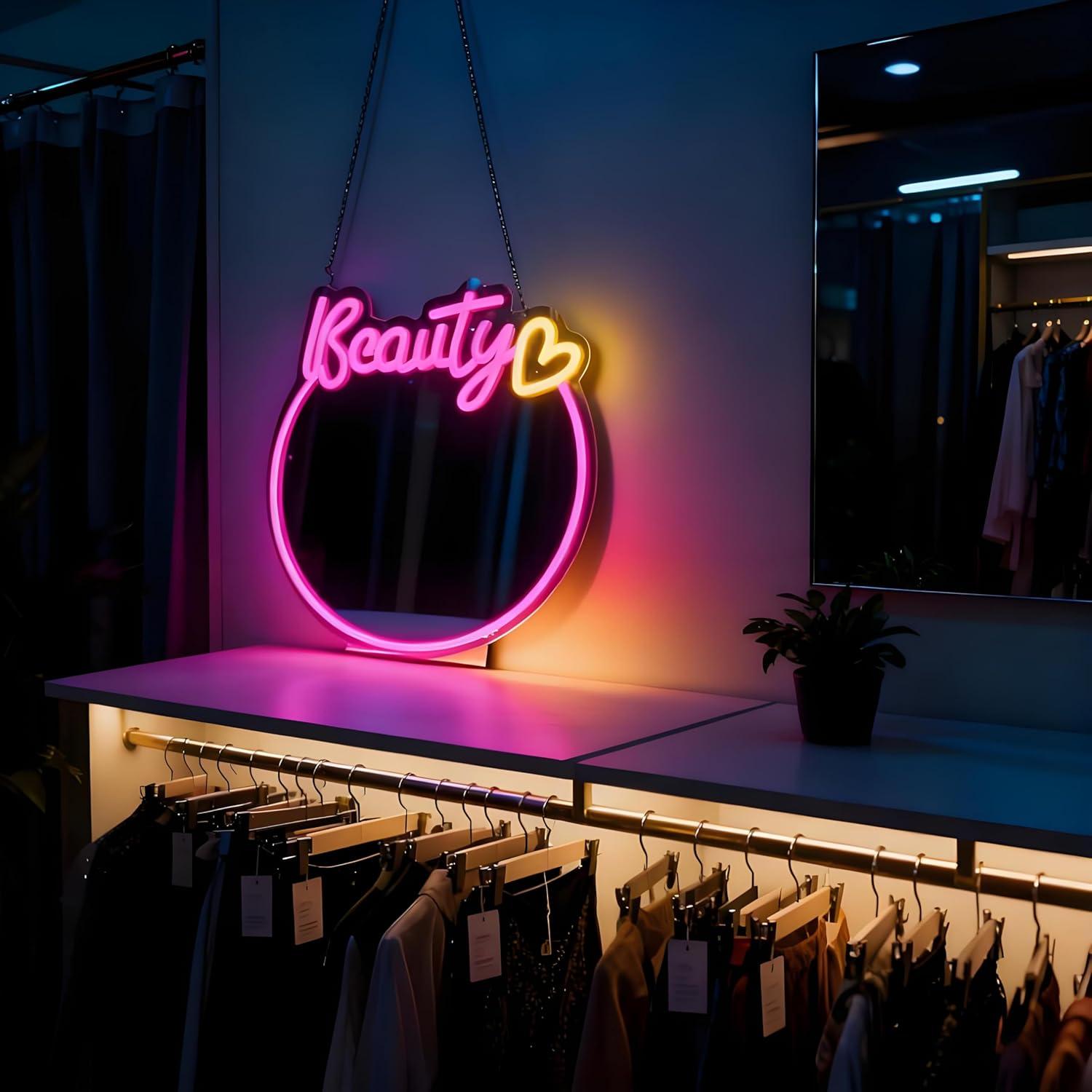 مرآة تجميل مع إضاءة نيون LED ق - مراجعة Decorative Mirror وسعره